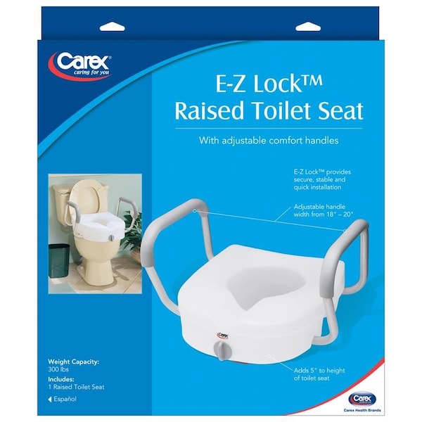 Carex Health Brands E-Z Lock White Elevated Toilet Seat Aluminum/Plastic 5 in. H X 22 in. L FGB30300 0000 - main